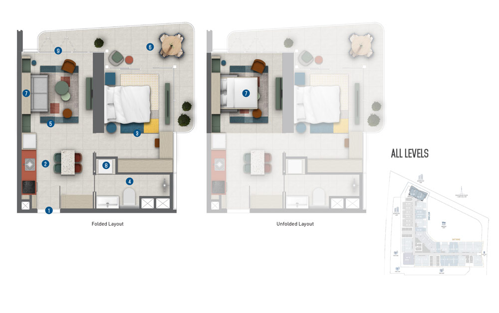 Rove Home Marasi Drive 1 Bedroom Floor Plan