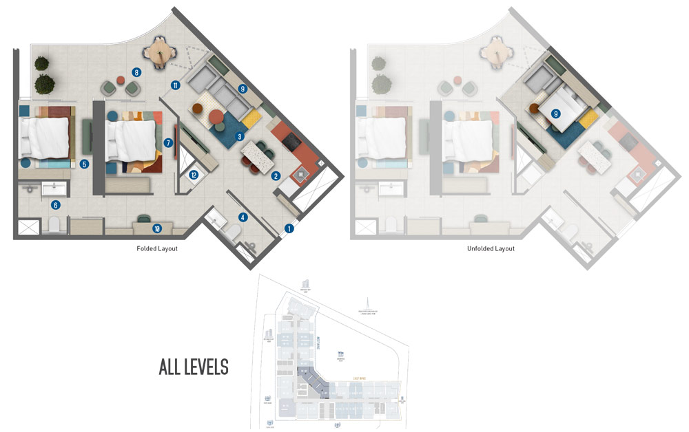 Rove Home Marasi Drive 2 Bedroom Floor Plan